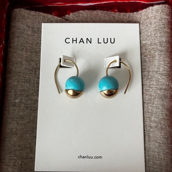 Gold dipped turquoise earings - Picture 4 of 6